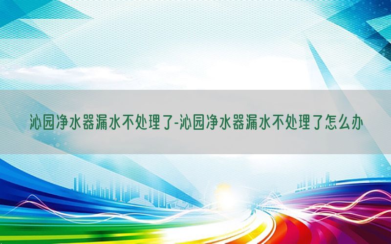 沁园净水器漏水不处理了-沁园净水器漏水不处理了怎么办