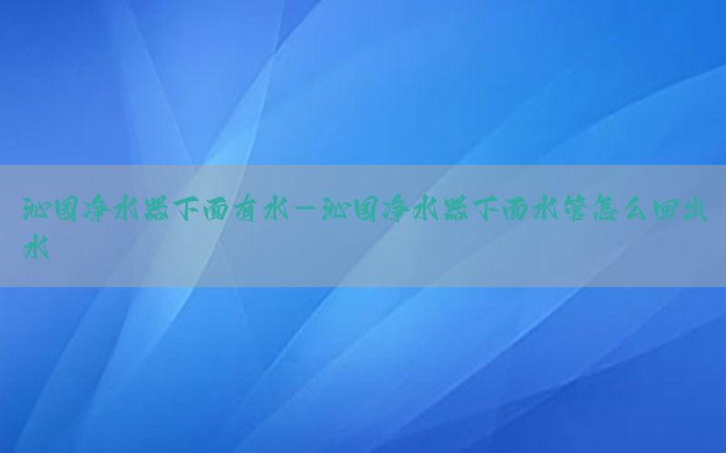 沁园净水器下面有水-沁园净水器下面水管怎么回出水