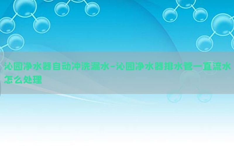 沁园净水器自动冲洗漏水-沁园净水器排水管一直流水怎么处理