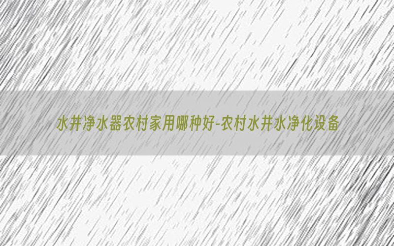 水井净水器农村家用哪种好-农村水井水净化设备