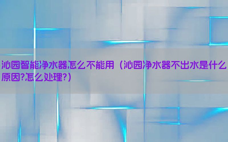 沁园智能净水器怎么不能用（沁园净水器不出水是什么原因?怎么处理?）