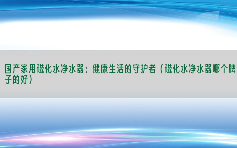 国产家用磁化水净水器：健康生活的守护者（磁化水净水器哪个牌子的好）